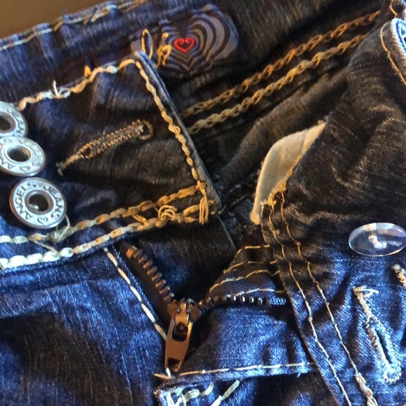Girls size 0 Jeans Angels Distressed Blue double stitched Stretch faded pants - Picture 6 of 7